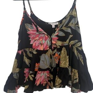NWT Patrons of Peace Floral Tiered Flirty Beach Coachella Festival summer Top XS